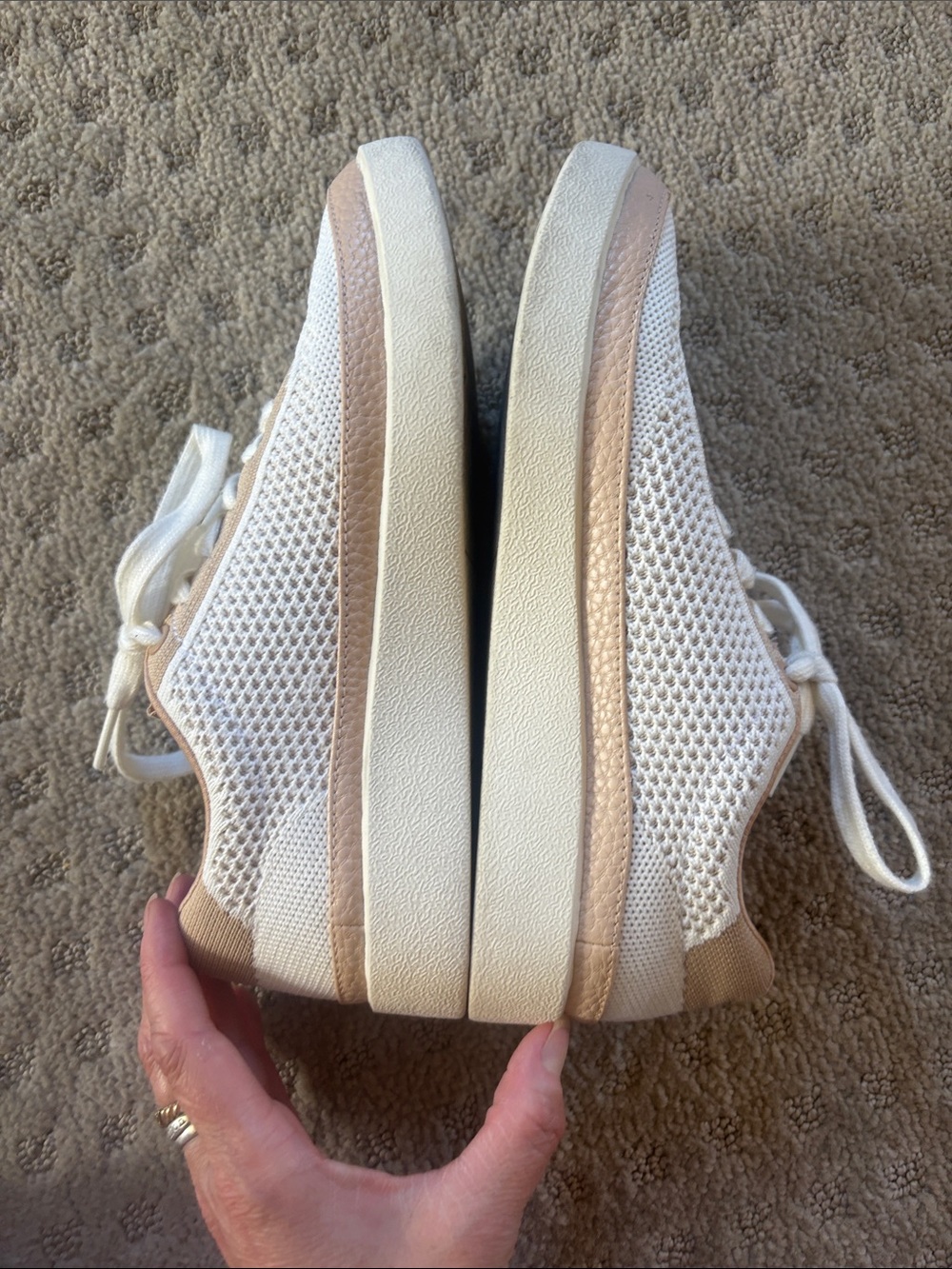 Vionic Knit Lace-Up Sneakers in Cream and Tan - Picture 6 of 9